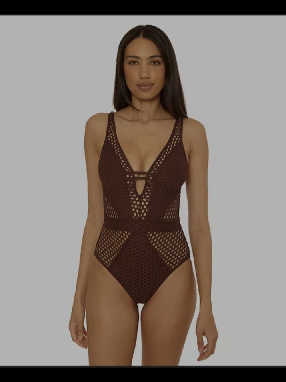 Becca - NWT Brown Crochet One-Piece Swimsuit - Women - Picture 3 of 9